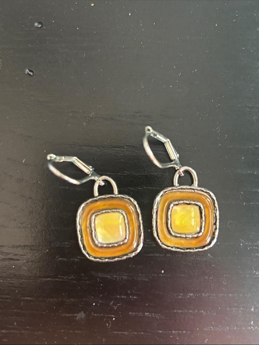 Lia Sophia Yellow Square Enamel Drop Earrings